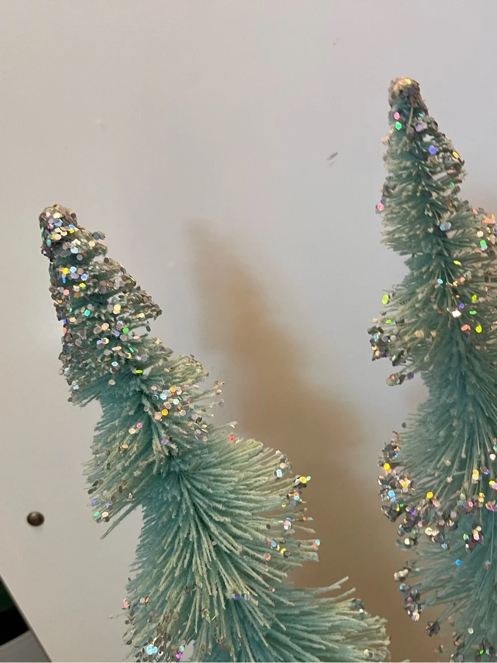 Set 2 Macaron Flocked Pastel Green Large 2 Ft 24” Bottle Brush Christmas Trees